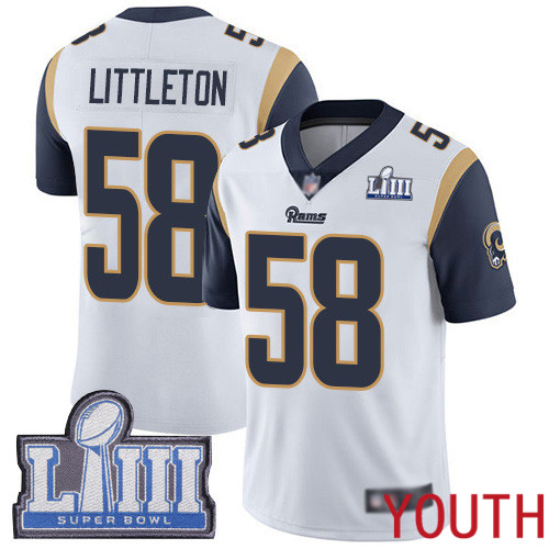 Los Angeles Rams Limited White Youth Cory Littleton Road Jersey NFL Football #58 Super Bowl LIII Bound Vapor Untouchable